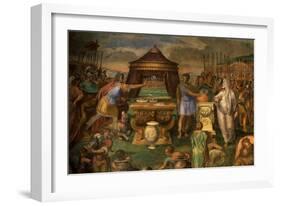 Mucius Scaevola Deliberately Burning His Hand in a Brazier before Etruscan King Porsena-Giuseppe Cesari-Framed Giclee Print