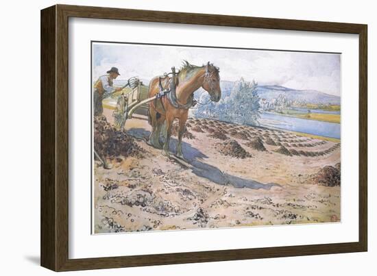 Muck Spreading on a Fallow Field-Carl Larsson-Framed Giclee Print