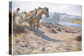 Muck Spreading on a Fallow Field-Carl Larsson-Stretched Canvas