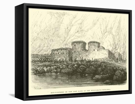 Mud-Fortress on the Left Bank of the Huilcamayo-Urubamba-Édouard Riou-Framed Stretched Canvas