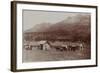 Mud Wagon/ Stagecoach At Log Cabins, ca. 1880s-Armington-Framed Art Print