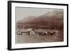 Mud Wagon/ Stagecoach At Log Cabins, ca. 1880s-Armington-Framed Art Print