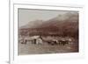 Mud Wagon/ Stagecoach At Log Cabins, ca. 1880s-Armington-Framed Art Print