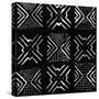 Mudcloth Black V-Ellie Roberts-Stretched Canvas