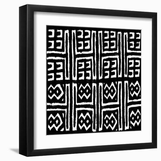 Mudcloth Black VII-Ellie Roberts-Framed Art Print