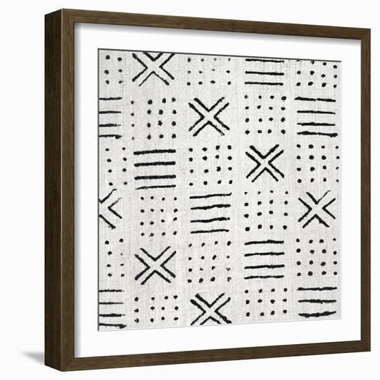 Mudcloth White III-Ellie Roberts-Framed Art Print