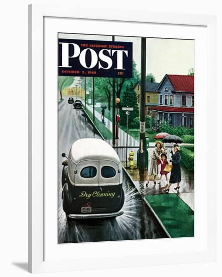 "Muddied by Dry Cleaning Truck," Saturday Evening Post Cover, October 2, 1948-Stevan Dohanos-Framed Giclee Print