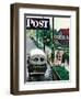 "Muddied by Dry Cleaning Truck," Saturday Evening Post Cover, October 2, 1948-Stevan Dohanos-Framed Premium Giclee Print