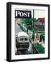 "Muddied by Dry Cleaning Truck," Saturday Evening Post Cover, October 2, 1948-Stevan Dohanos-Framed Giclee Print