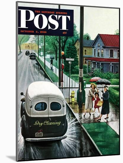 "Muddied by Dry Cleaning Truck," Saturday Evening Post Cover, October 2, 1948-Stevan Dohanos-Mounted Giclee Print