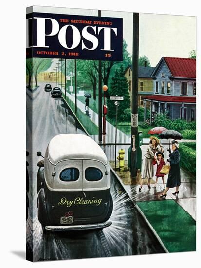 "Muddied by Dry Cleaning Truck," Saturday Evening Post Cover, October 2, 1948-Stevan Dohanos-Stretched Canvas