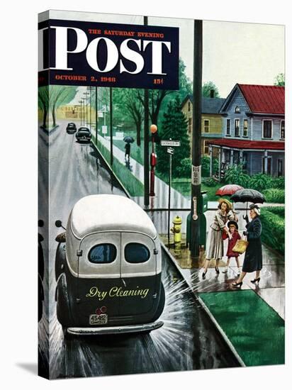 "Muddied by Dry Cleaning Truck," Saturday Evening Post Cover, October 2, 1948-Stevan Dohanos-Stretched Canvas