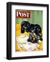 "Muddy Paw Prints," Saturday Evening Post Cover, December 6, 1947-Albert Staehle-Framed Premium Giclee Print