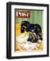 "Muddy Paw Prints," Saturday Evening Post Cover, December 6, 1947-Albert Staehle-Framed Premium Giclee Print