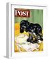 "Muddy Paw Prints," Saturday Evening Post Cover, December 6, 1947-Albert Staehle-Framed Premium Giclee Print