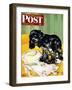 "Muddy Paw Prints," Saturday Evening Post Cover, December 6, 1947-Albert Staehle-Framed Giclee Print