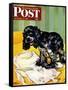 "Muddy Paw Prints," Saturday Evening Post Cover, December 6, 1947-Albert Staehle-Framed Stretched Canvas