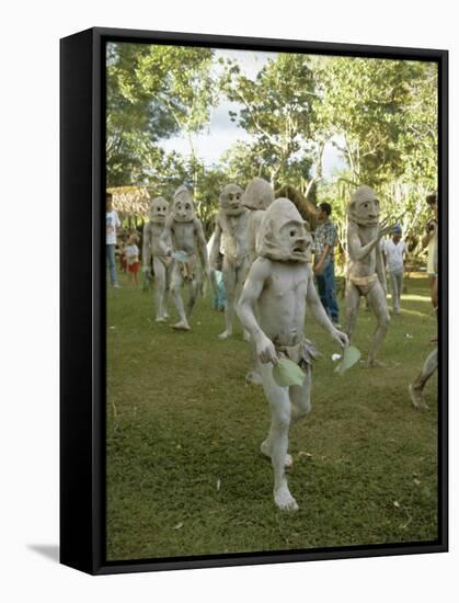Mudmen from Asaro Parade as Ancestral Spirits, Papua New Guinea-Mrs Holdsworth-Framed Stretched Canvas