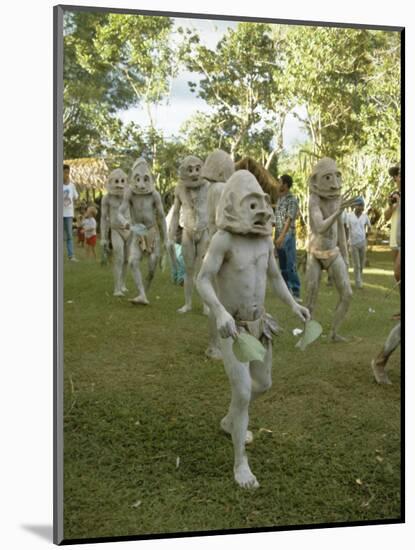 Mudmen from Asaro Parade as Ancestral Spirits, Papua New Guinea-Mrs Holdsworth-Mounted Photographic Print