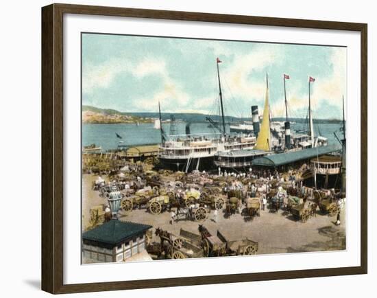 Muelle De Luz Harbour with Ferries, Havana, Cuba, 1904-null-Framed Giclee Print
