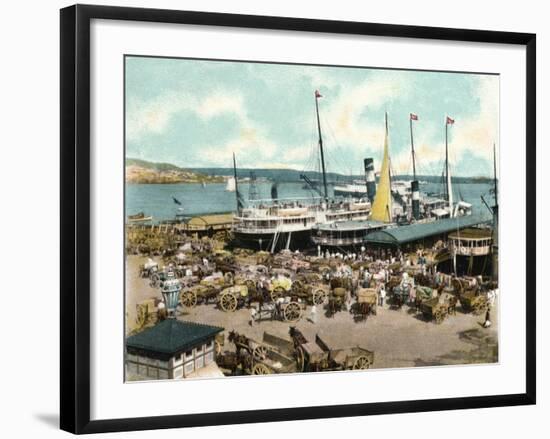 Muelle De Luz Harbour with Ferries, Havana, Cuba, 1904-null-Framed Giclee Print