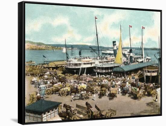 Muelle De Luz Harbour with Ferries, Havana, Cuba, 1904-null-Framed Stretched Canvas