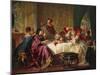 Muenchhausen, Telling His Tales in the Ladies' Circle (Oil on Canvas)-Max Gaisser-Mounted Giclee Print