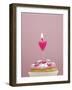 Muffin, Icing, Pink, Chocolate Beans, Candle, Heart Form, Burn, Detail-Nikky-Framed Photographic Print