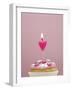 Muffin, Icing, Pink, Chocolate Beans, Candle, Heart Form, Burn, Detail-Nikky-Framed Photographic Print