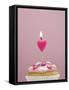 Muffin, Icing, Pink, Chocolate Beans, Candle, Heart Form, Burn, Detail-Nikky-Framed Stretched Canvas