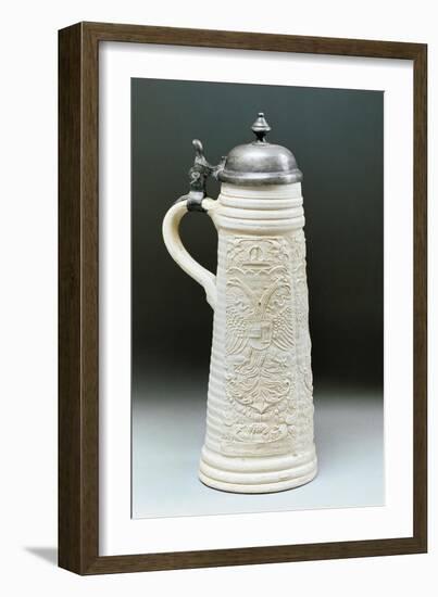 Mug, White Glazed Stoneware, Siegburg Manufacture, North Rhine-Westphalia, Germany, 16th Century-null-Framed Giclee Print