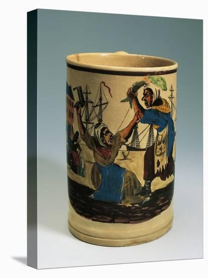 Mug with Satirical Scene of Sailors Arguing at the Harbour, Ca 1785-null-Stretched Canvas