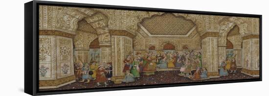 Mughal Palace Interior Depicting Shah Jahan and Mumtaz Mahal-null-Framed Stretched Canvas