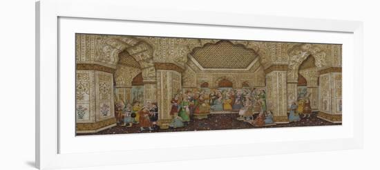 Mughal Palace Interior Depicting Shah Jahan and Mumtaz Mahal-null-Framed Giclee Print