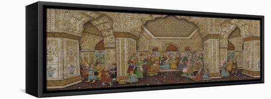 Mughal Palace Interior Depicting Shah Jahan and Mumtaz Mahal-null-Framed Stretched Canvas