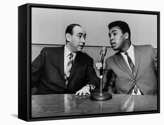 Muhammad Ali and Howard Cosell on WaBC Radio in 1965-null-Framed Stretched Canvas