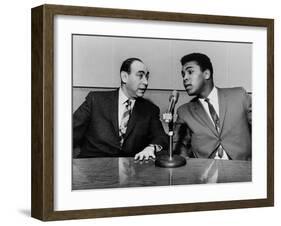 Muhammad Ali and Howard Cosell on WaBC Radio in 1965-null-Framed Photo