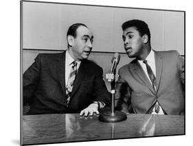 Muhammad Ali and Howard Cosell on WaBC Radio in 1965-null-Mounted Photo