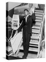 Muhammad Ali, Waves from the Steps of a TWA Airplane at JFK Airport, NYC, 1964-null-Stretched Canvas