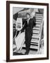 Muhammad Ali, Waves from the Steps of a TWA Airplane at JFK Airport, NYC, 1964-null-Framed Photo