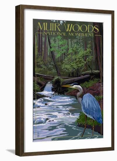 Muir Woods National Monument, California - Blue Heron-Lantern Press-Framed Art Print