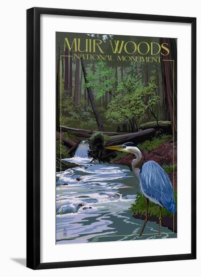 Muir Woods National Monument, California - Blue Heron-Lantern Press-Framed Art Print