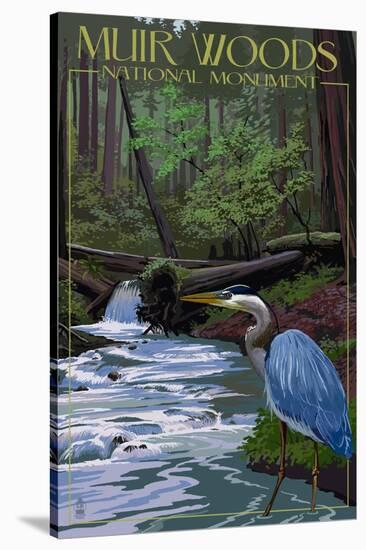 Muir Woods National Monument, California - Blue Heron-Lantern Press-Stretched Canvas