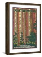 Muir Woods National Monument, California - Forest View-Lantern Press-Framed Art Print