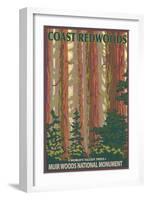 Muir Woods National Monument, California - Forest View-Lantern Press-Framed Art Print