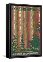 Muir Woods National Monument, California - Forest View-Lantern Press-Framed Stretched Canvas
