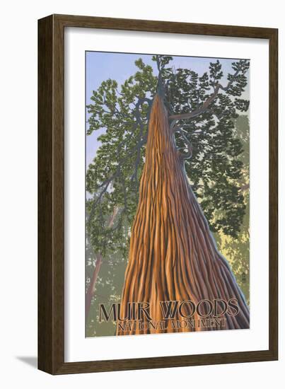 Muir Woods National Monument, California - Looking Up Tree-Lantern Press-Framed Art Print