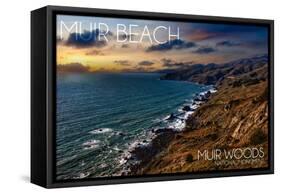 Muir Woods National Monument, California - Muir Beach and Sunset-Lantern Press-Framed Stretched Canvas