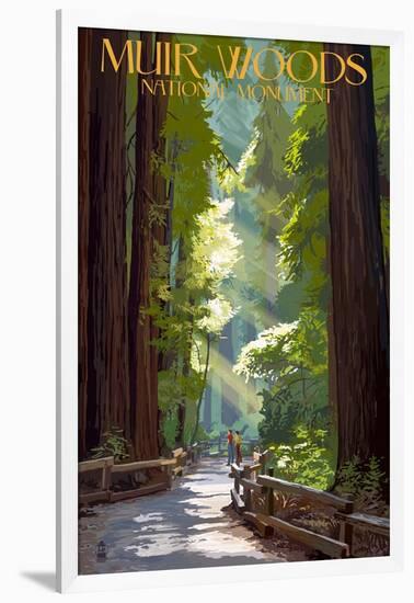 Muir Woods National Monument, California - Pathway-Lantern Press-Framed Art Print