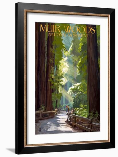 Muir Woods National Monument, California - Pathway-Lantern Press-Framed Art Print